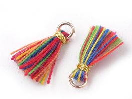 Quasten Anhänger bunt, Polyester-Baumwolle, 2 Stück