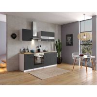 818 - Küchenzeile Singleküche Küche 210cm Weiss/Grau