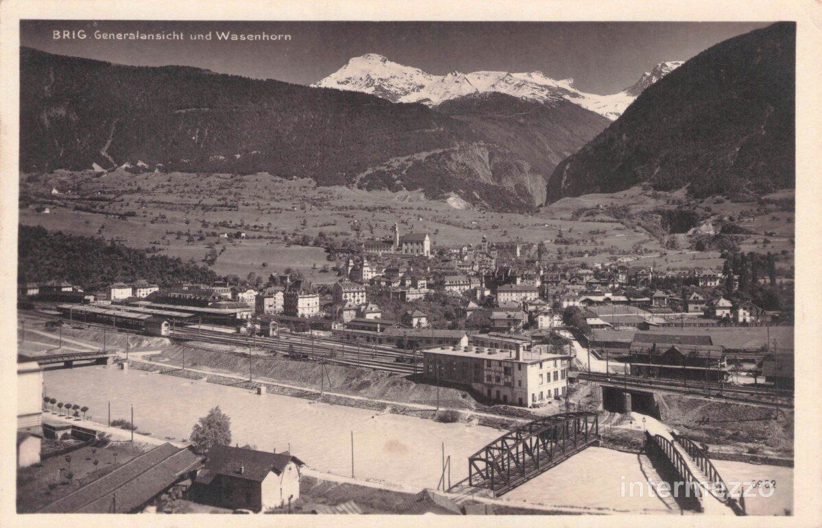 Cartoline postali: Brig VS // ca. 1910 Bahnhof Wasenhorn Generalansicht – Usato da Basel venduto da intermezzo12