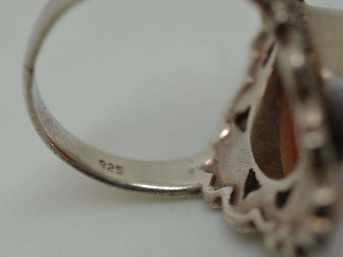 Anelli: Bague argent 925 cornaline + marcassites 6gr. – Usato da La Croix (Lutry) venduto da OMEGA07 3