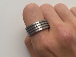 XENOX Massiv Silberne Band Edelstahl Ring