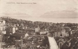 Lausanne (VD) Pont Bessières und Alpen