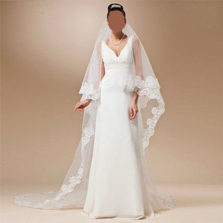NEUER Braut-Schleier WEISS 3m mit Spitze ohne Kamm - 202993