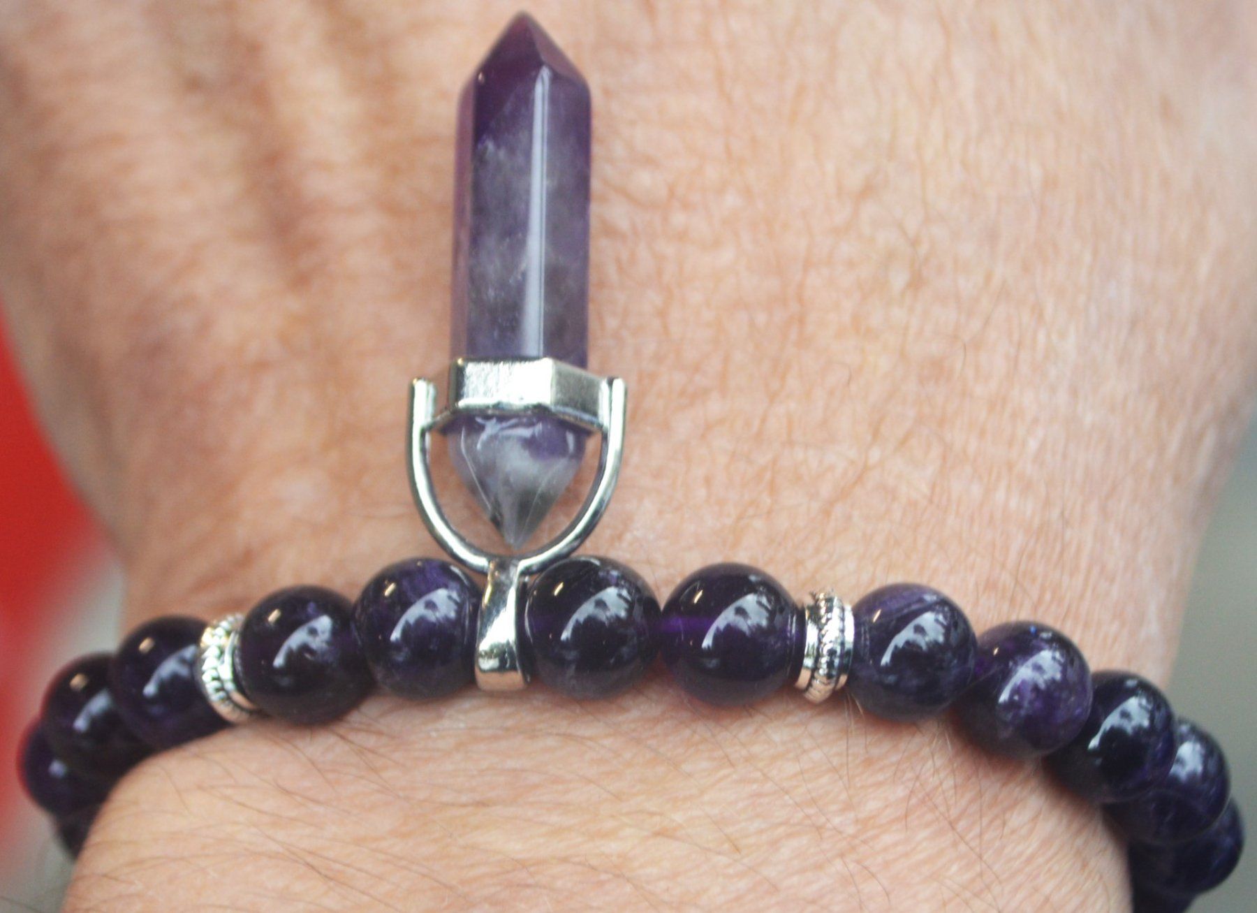 Armbänder & -reifen: Armband X-311 – Amethyst Perlen mit Säule – elastisch – Neu und originalverpackt aus Goldiwil (Thun) von han_v5b7 2