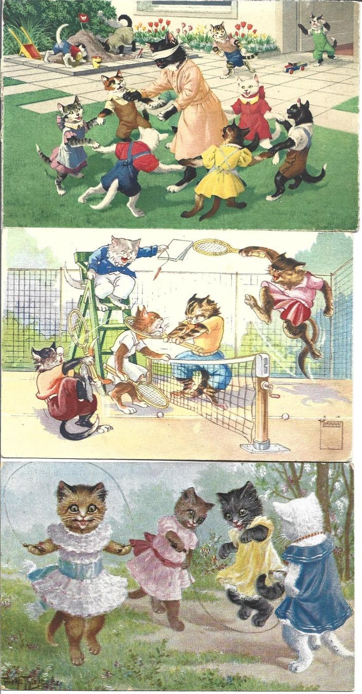 Cartoline postali: AK Katzen  Humor  3x – Usato da Appenzell venduto da mai25