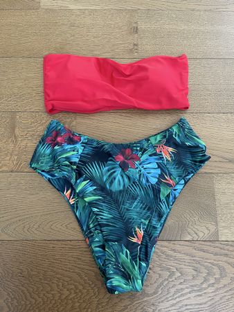 High-Waist Bikini in Rot Grpn Gr M Neu