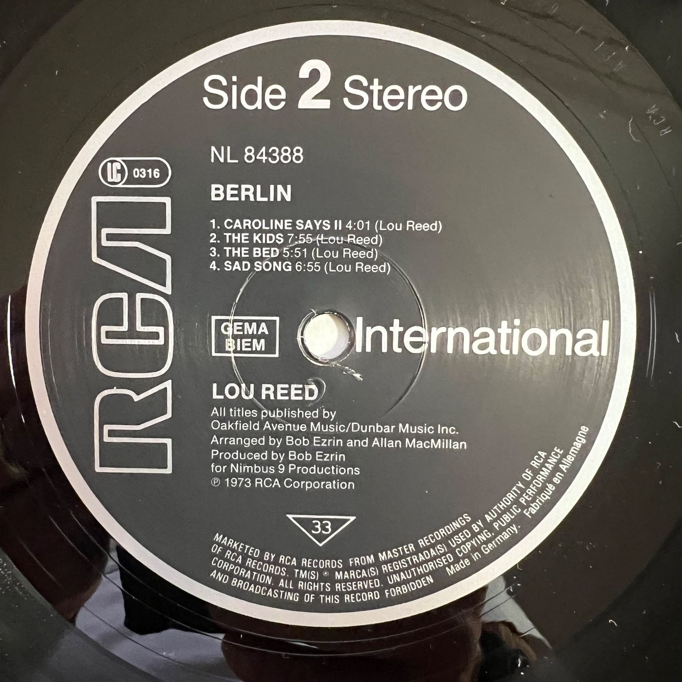Vinyles: Lou Reed - Berlin / D-Press. 1985 - TOP – D'occasion à Gais par soundcave57 2