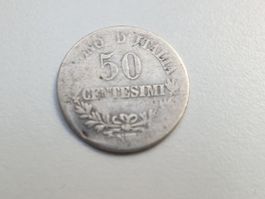 🇮🇹  Italy 50 Centesimi 1863 silver .835 2.5g