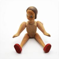 alte Puppenhauspuppe, Holz, 12 cm