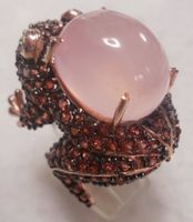 Fingerring als Tier Granate Rosenquarz