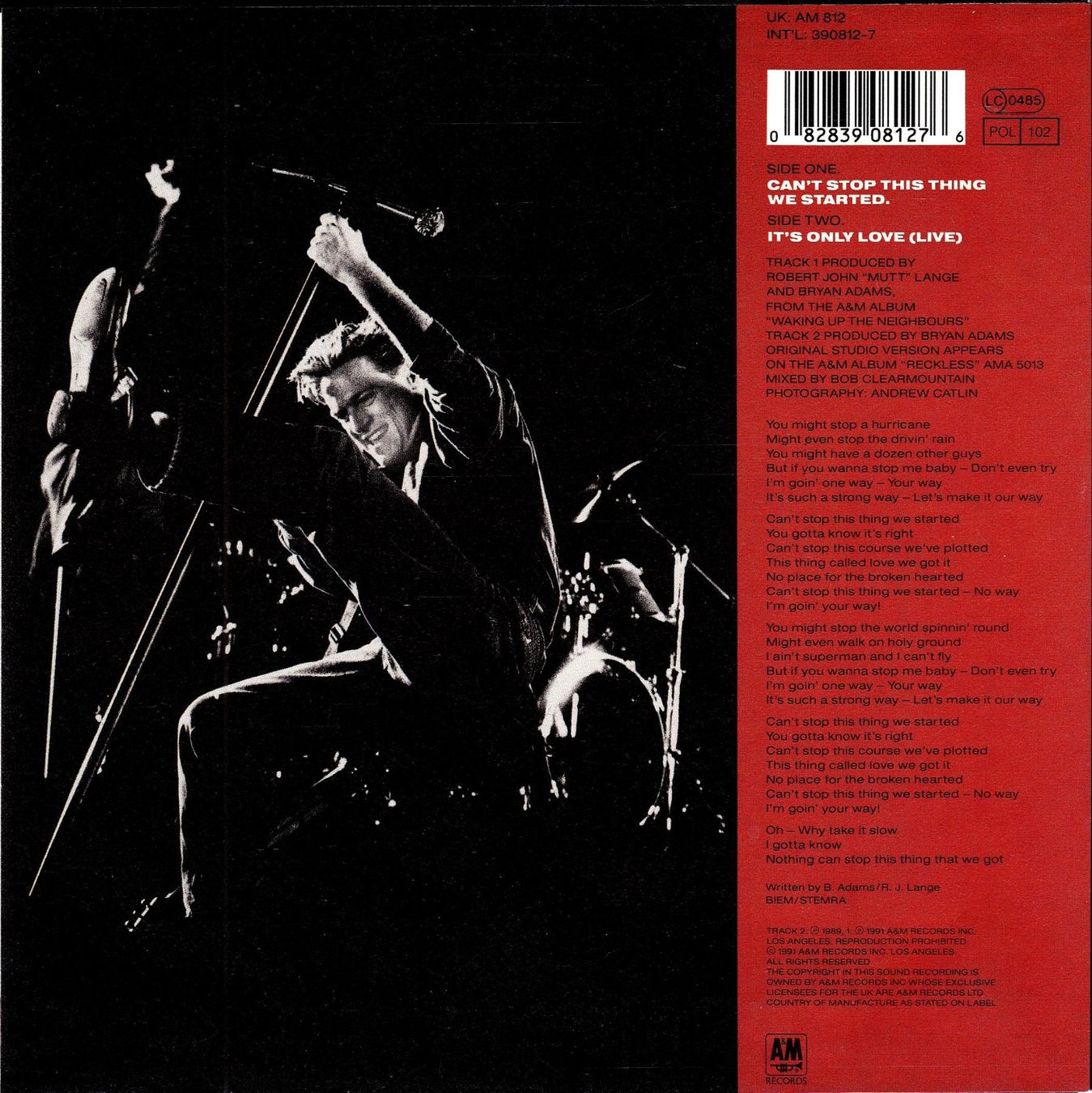 Schallplatten: Bryan Adams Vinyl Single von 1991 – Gebraucht aus Volketswil von Abcrecords 1