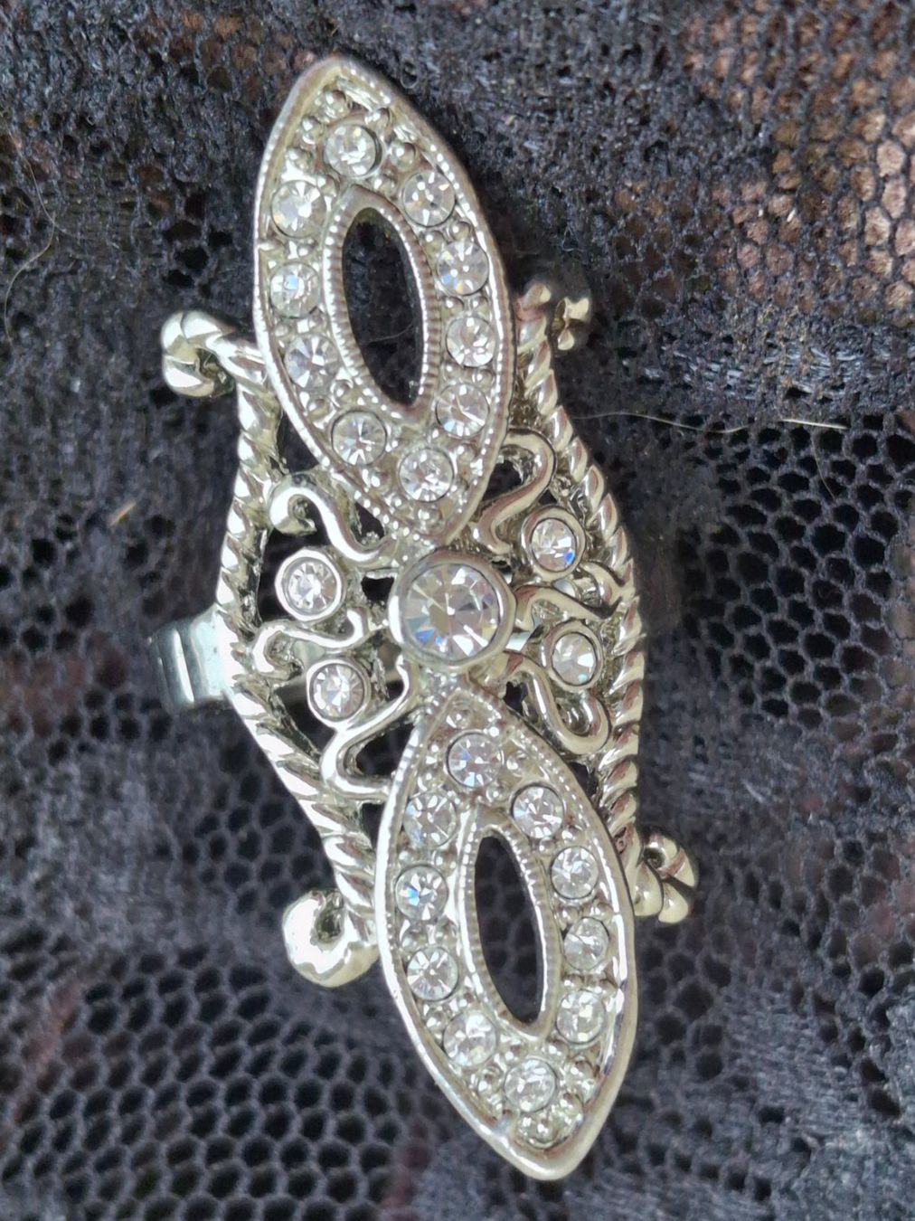 Anelli: Funkelnder Filigran Cocktail Ring Oval, Modeschmuck Gr.18 mm – Usato da Münchenbuchsee venduto da babilibern 1