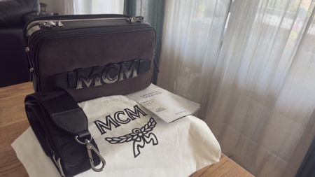 MCM Cubism Suede Crossbody Medium Clutch Crossbody