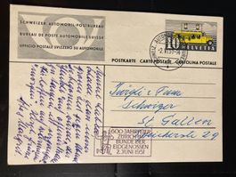 Schweiz 1951 Automobilpost 600 J. Zürich Bund Eidgenossen