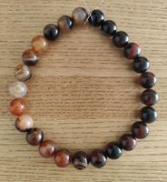 Buntachat Beads ca. 16mm, Strang