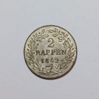 2 Rappen 1842 Zürich stgl