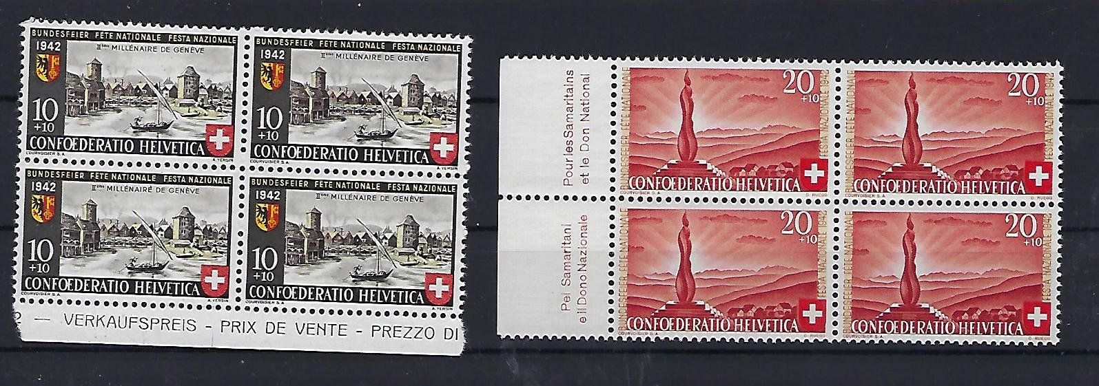 Tutti i francobolli: Pro Patria1942 Viererblocks postfrisch  15692 – Usato da Lunden venduto da Animus999