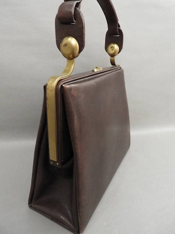 Borse da donna: Vintage Handtasche Leder / Messing. Braun. – Usato da Winterthur venduto da Spur1 1