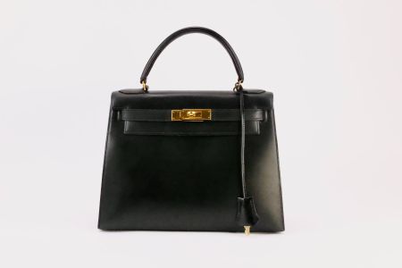 Vintage Hermès Kelly 28 Box Calf – Schwarz  (von 1985)