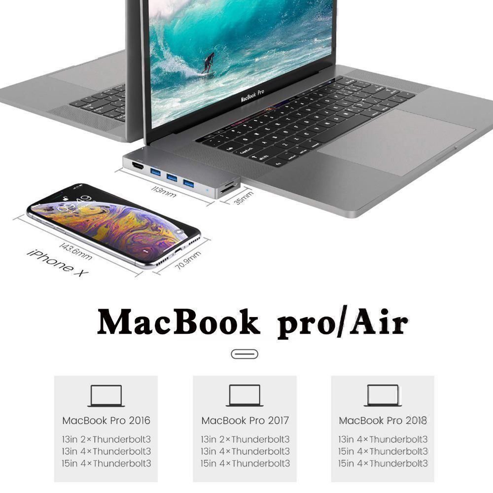 Unità & Adattatore: MacBook USB-C Hub 8in1 Type C Adapter – Nuovo (secondo la descrizione) da Thun venduto da coverall 3