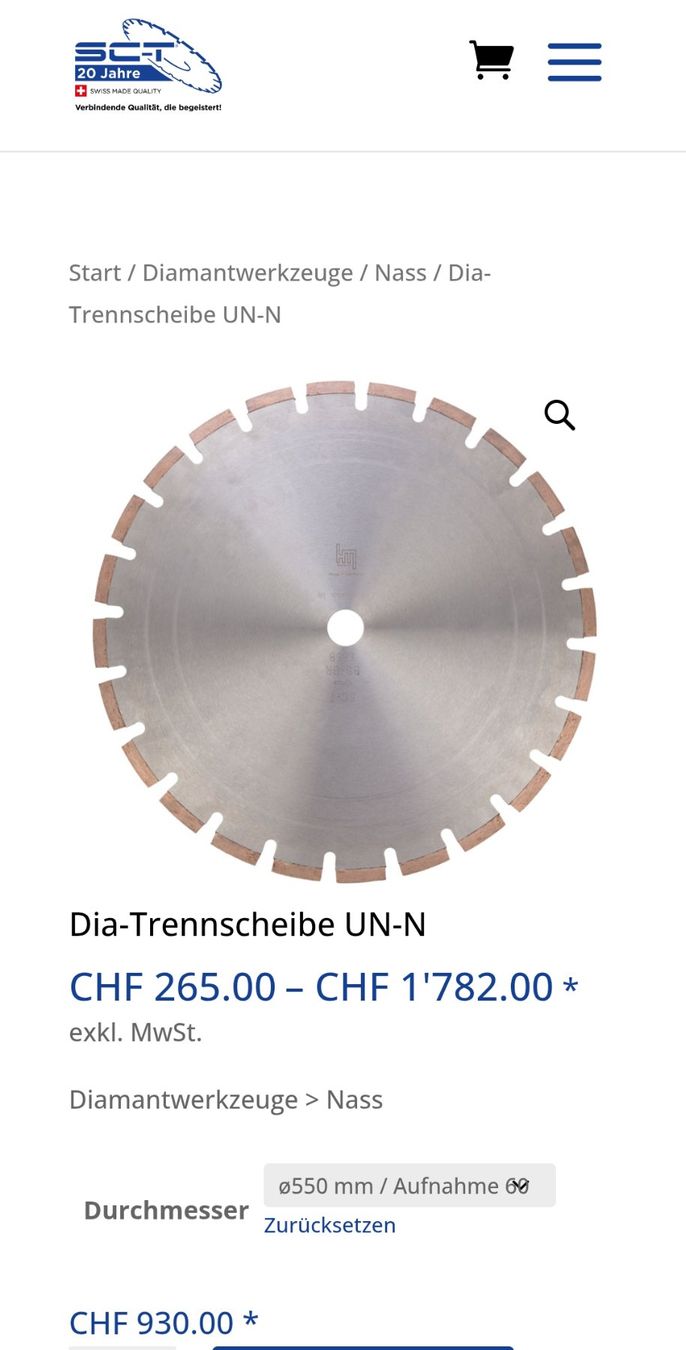 Seghe: Diamant Trennscheibe UN-N von SCT – Usato da Schlatt TG venduto da Sofahocker 3