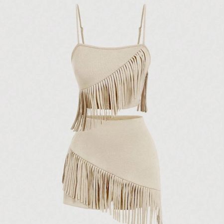 Women's Tan and Cream Skirt