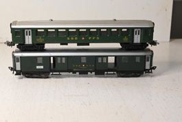 SBB 2 Kl und Gepäckwagen HAG / Fleischmann H0/AC ohne OVP