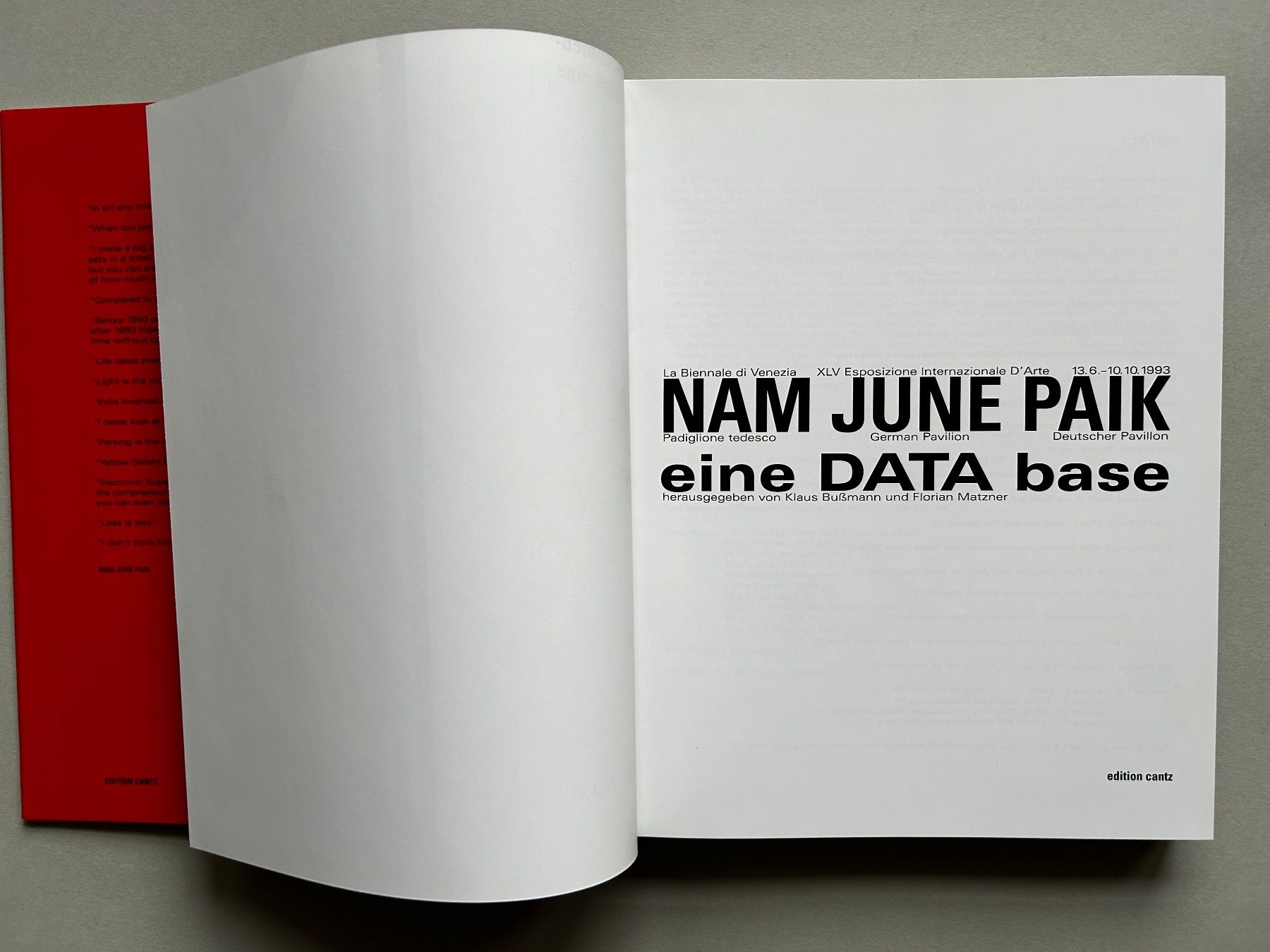 Libri: NAM JUNE PAIK eine DATA base. VIDEO MEDIA  ART. – Usato da Zürich venduto da Coffeetable88 1