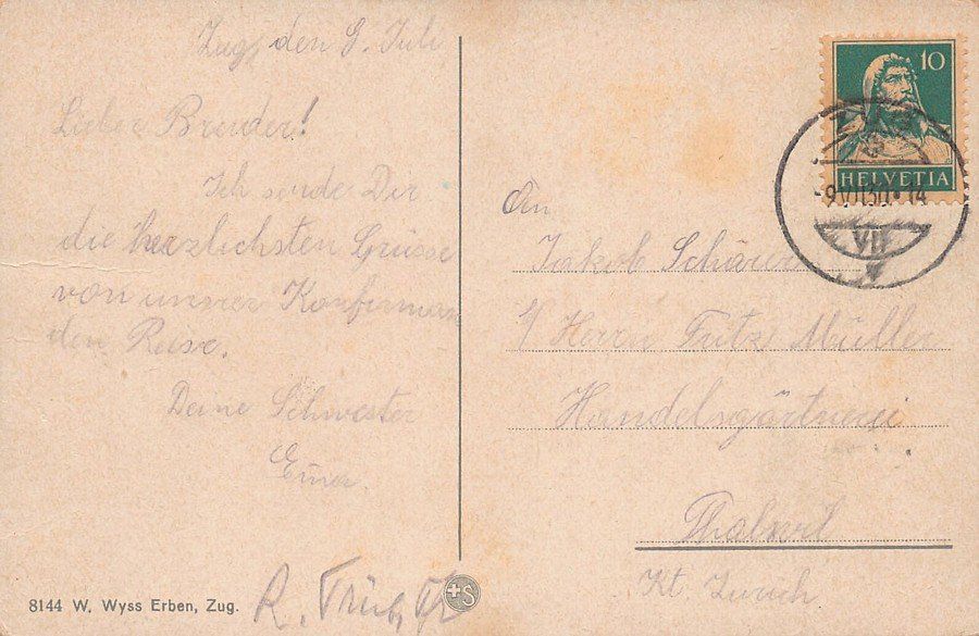 Ansichtskarten: Zug, gelaufen 1930 – Gebraucht aus Frauenfeld von POML 1