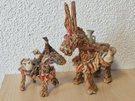 Esel Figurenset, geflochtener Bast (Sisal/Stroh) Spanien