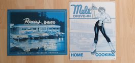 2x Vintage Blechschilder American Diner