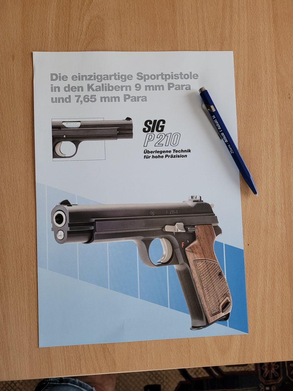 Schweizer Armee Stichwaffen: Prospectus original Sig pour P 210 – Neu (gemäss Beschreibung) aus Choëx von