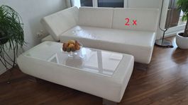 3 Teiliges Echtledersofa Offwhite