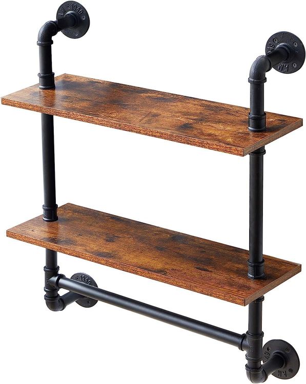 Peter‘s Goods Schweberegal Mit Stange (2er Set) – Schwarz, Aus Holz, Für Badezimmer & Mehr