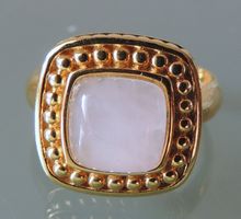POMPIDOU vergoldeter Silber 925 Fingerring Rosenquarz Gr. 54