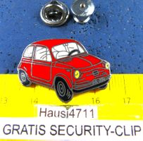 FIAT 500 ROT AUTO PIN ENAMEL MIT SECURITY-CLIP VINTAGE