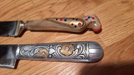 2 Vintage Küchenmesser , Dekorative Griffe