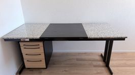 Black Office Furniture Set: Desk, Chair, Cabinet, Shelves