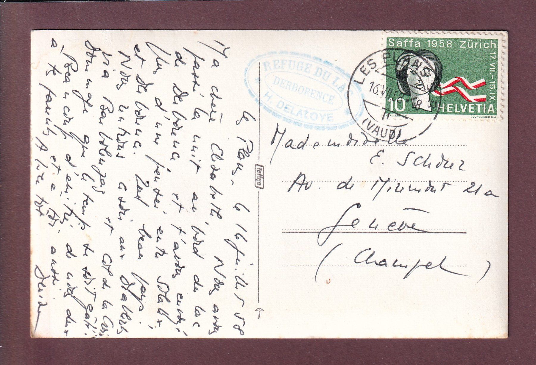 Cartes postales: DERBORENCE - Le lac - 1958 – D'occasion à Pully par nicecards 1