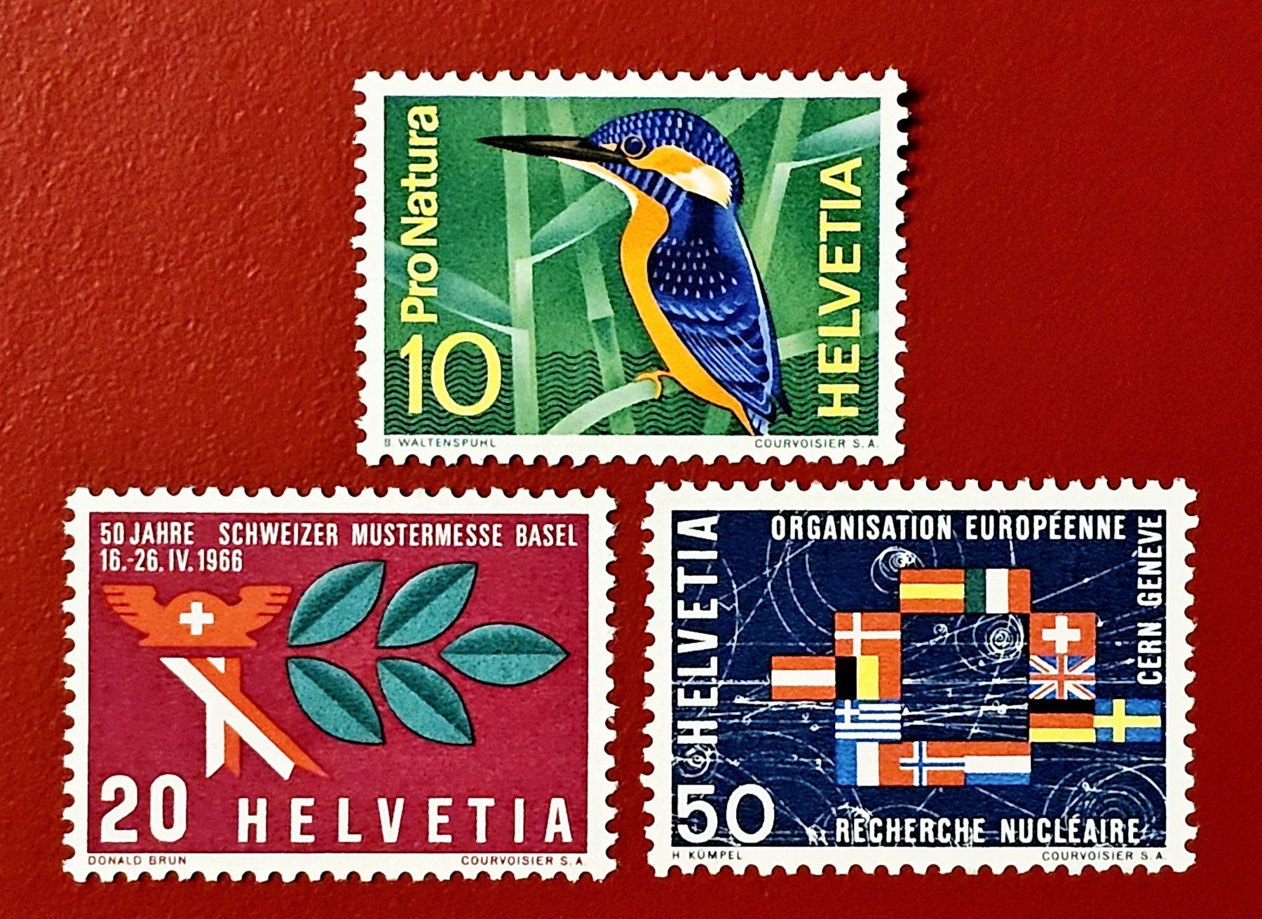 Tutti i francobolli: WERBE SATZ 439 440 441 EISVOGEL MUBA CERN 1966** POSTFRISCH – Nuovo (secondo la descrizione) da Düdingen venduto da Quartierstrasse