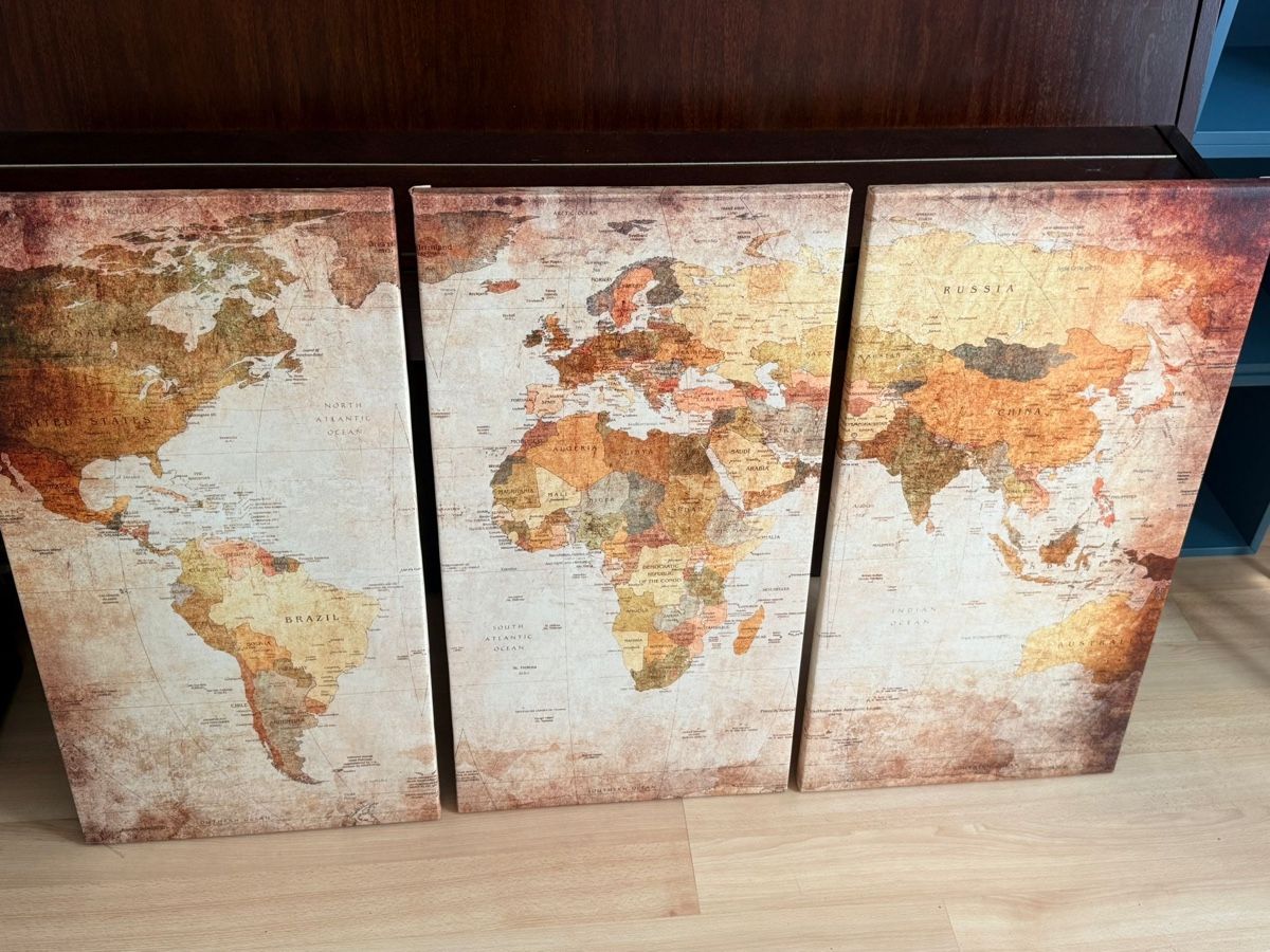 Tutte le decorazioni: Triptyque carte du monde – Nuovo (secondo la descrizione) da Nyon venduto da cam_r2jj