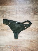 Dunkelgrüner Tanga mit Spitze, Grösse S -