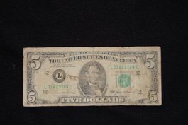 USA 5$ bill, tres  usage - L35623704E