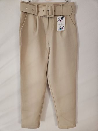 Beige High Waist Hose Gr. S mit Gürtel Neu!