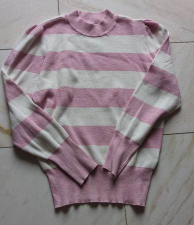 Gestreifter Pullover Rosa/Weiss Gr. 36/38