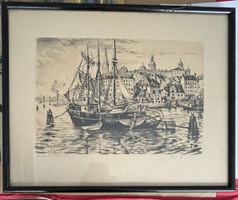 Originale Radierung von Lyon Dürrseet gerahmt, Rarität!