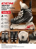 Patins de hockey CCM 9040 taille 35 occasion bon état