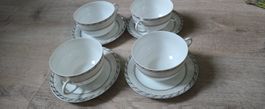 4 Tassen mit Unterteller Kaffeeservice Porzellan