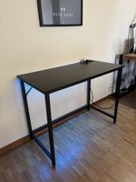 Office Desk (Black), 100x50x75 with power outlets, LED, USB
