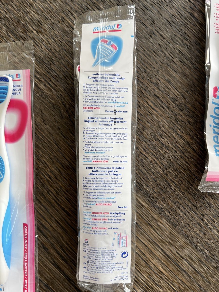 Cura dei denti: Meridol Zungenreiniger – Nuovo e nell'imballaggio originale da Weesen venduto da Elmax1 2